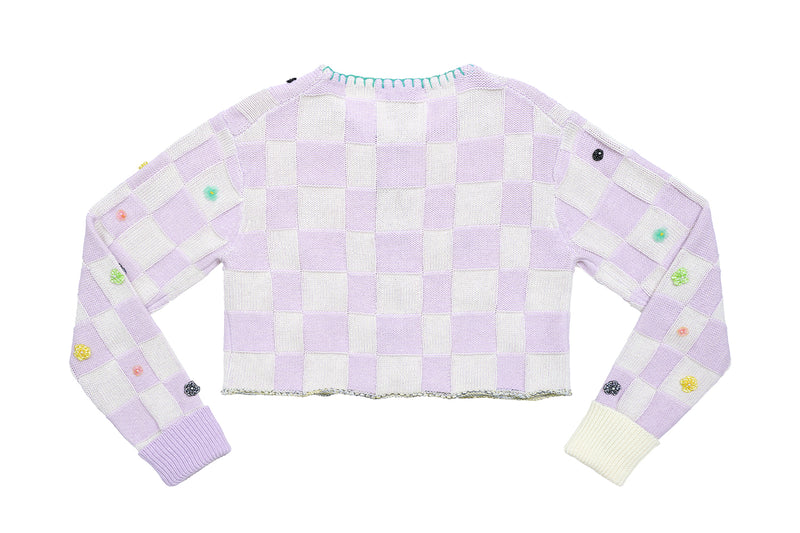 Plaited Check Jacket in Lilac Cotton