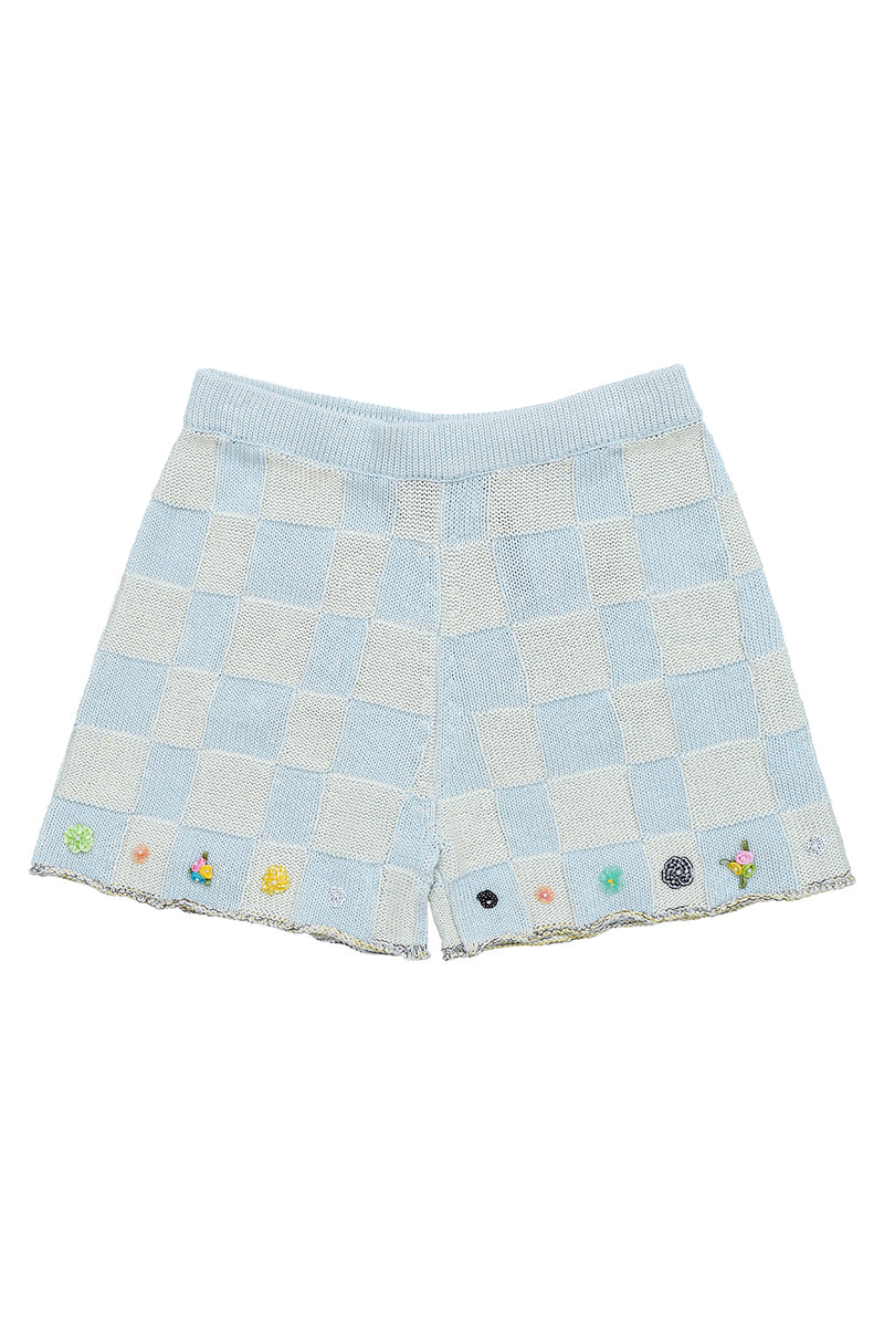 Plaited Check Short in Sky Cotton