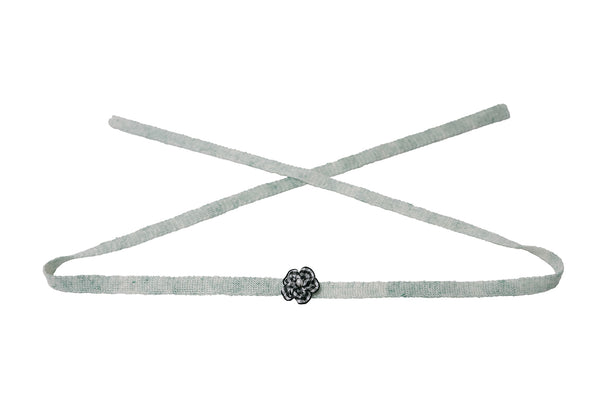 🌻OVER 500🌞GIFT WITH PURCHASE!!🐡 Choker in Mint Linen with Black Gingham Ribbon Flower