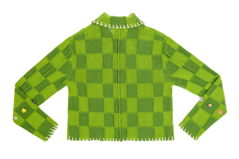 Embellished Check Shrunken Work Jacket in Watermelon Cotton Check