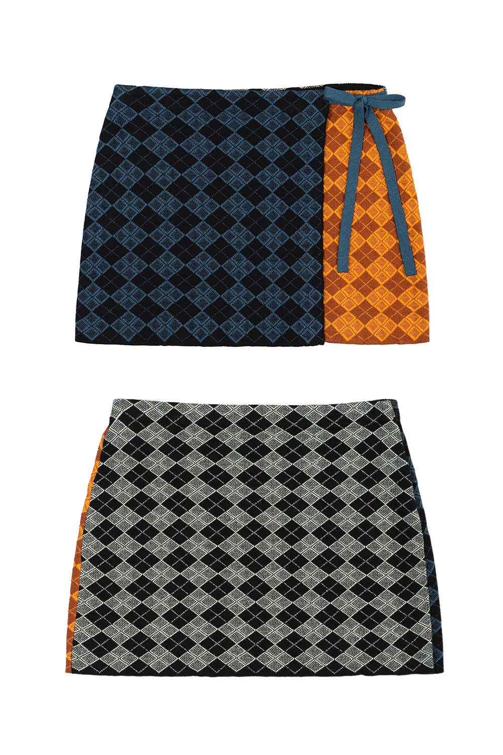 Argyle Wrap Mini Skirt in Colorblock Multi Jacquard – YanYan