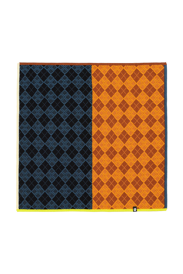 Argyle Bandana in Navy/Orange Multi Cotton Jacquard