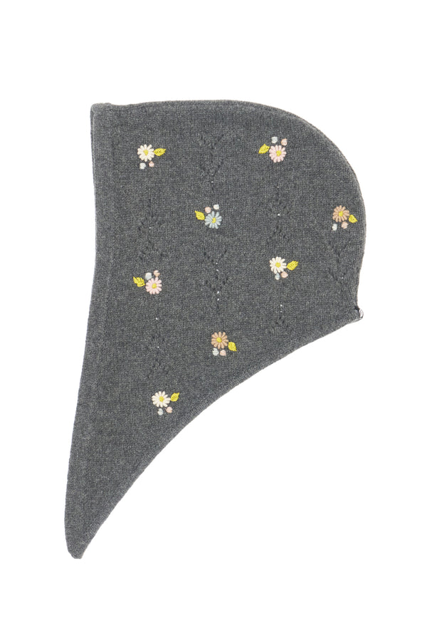 Daisy Tie Hood in Charcoal Lambswool