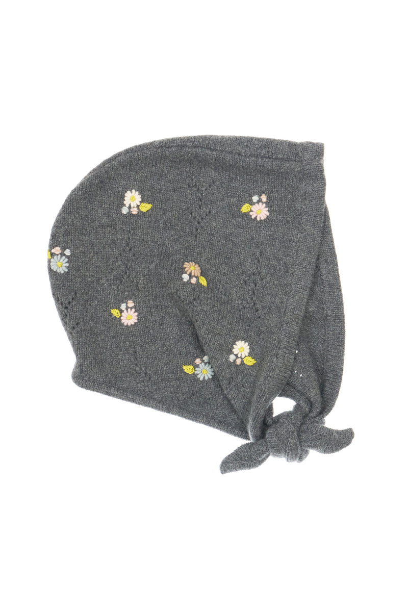 Daisy Tie Hood in Charcoal Lambswool