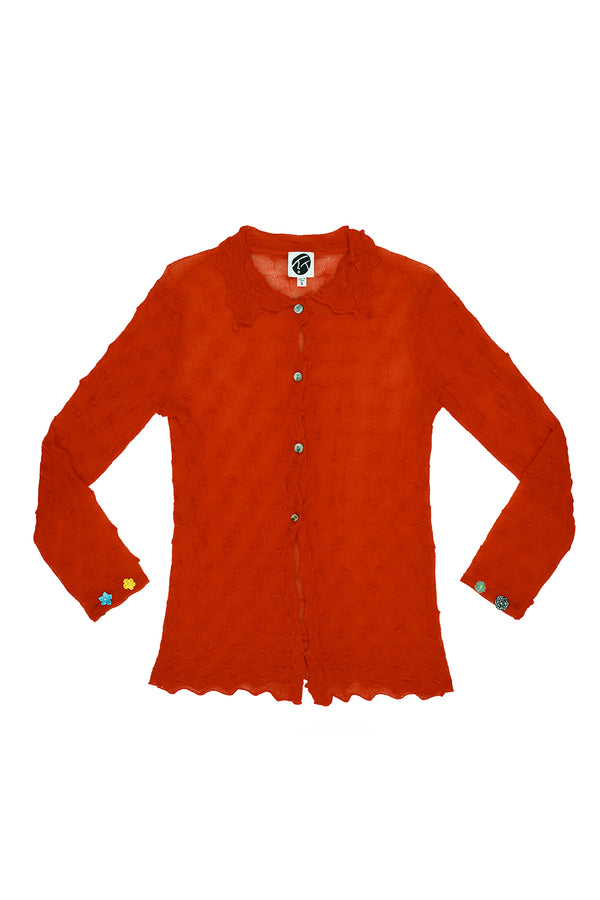 BorLor LS Shirt in Red Gauzy Wool