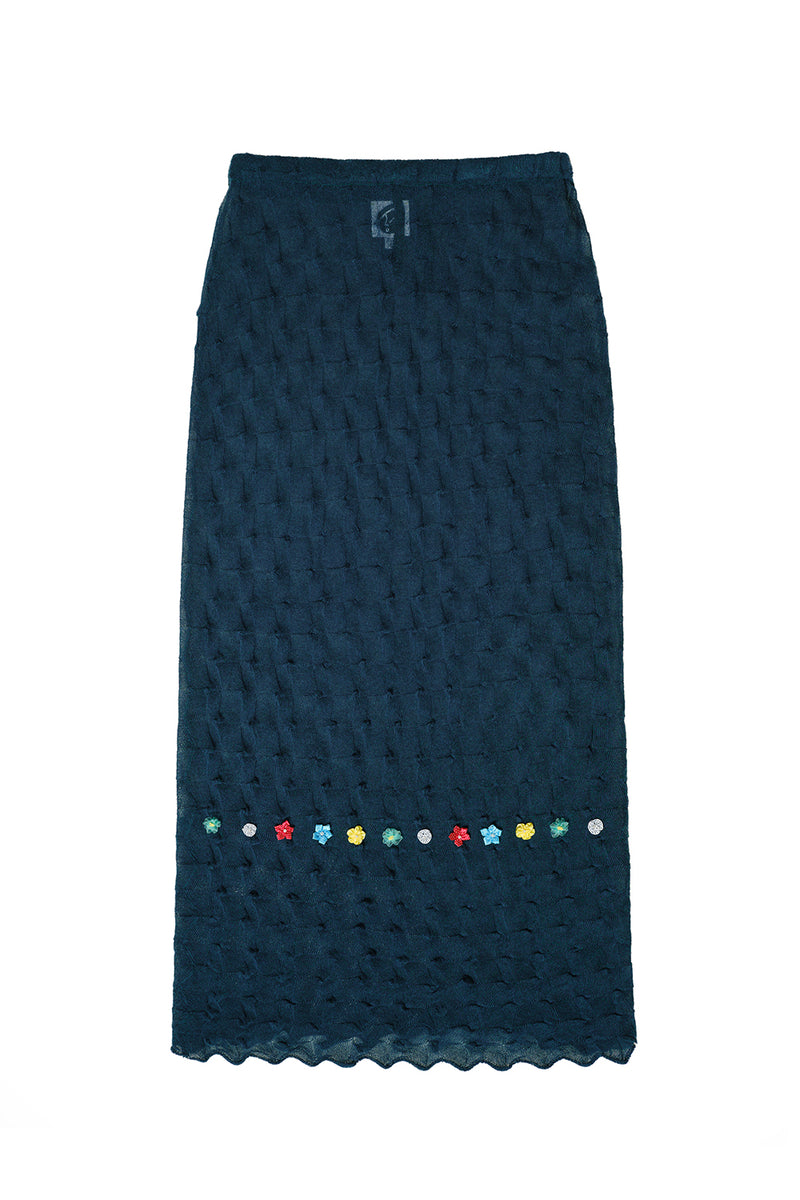 BorLor Maxi Skirt in Navy Gauzy Wool