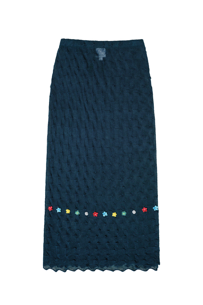 BorLor Maxi Skirt in Navy Gauzy Wool