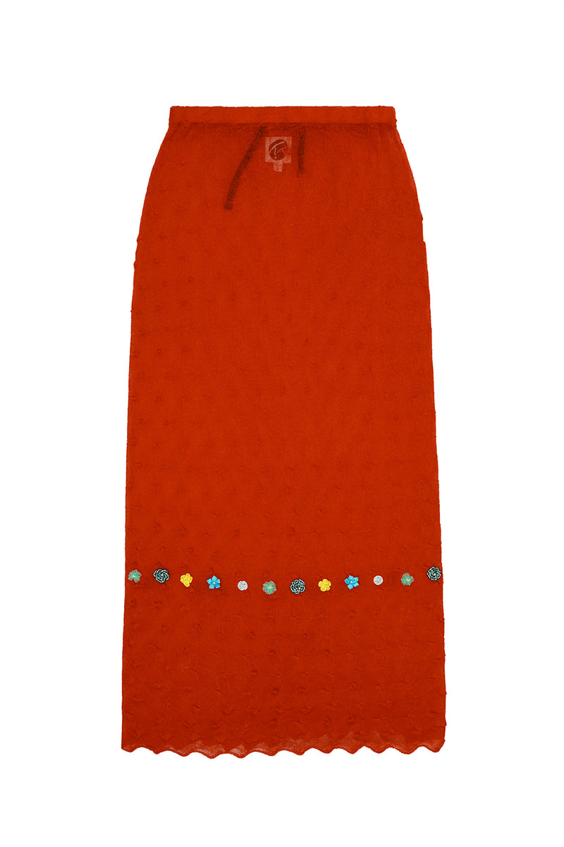 BorLor Maxi Skirt in Red Gauzy Wool