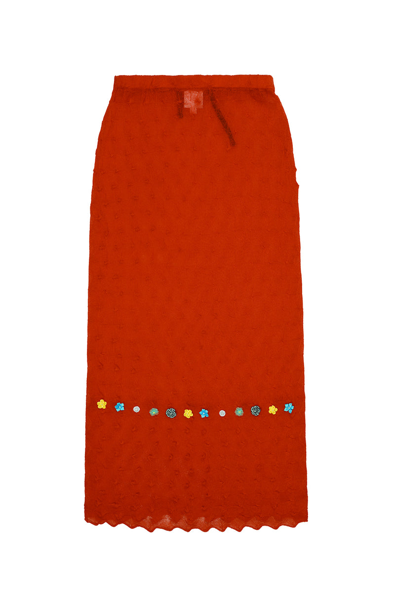 BorLor Maxi Skirt in Red Gauzy Wool