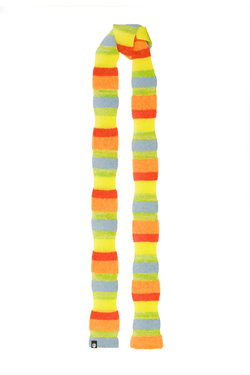 Floatee Skinny Scarf in Lime/Red Multi Yarn Stripe