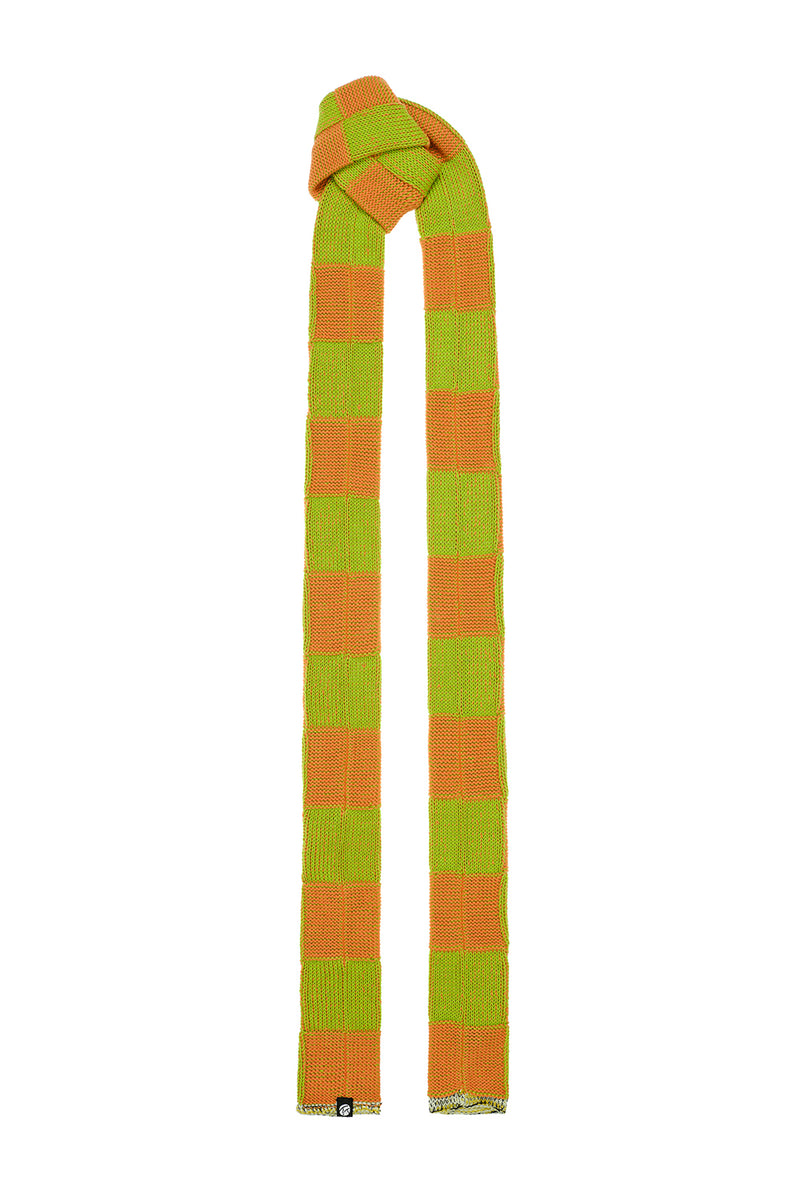 Embellished Check Skinny Scarf in Citrus Cotton Check