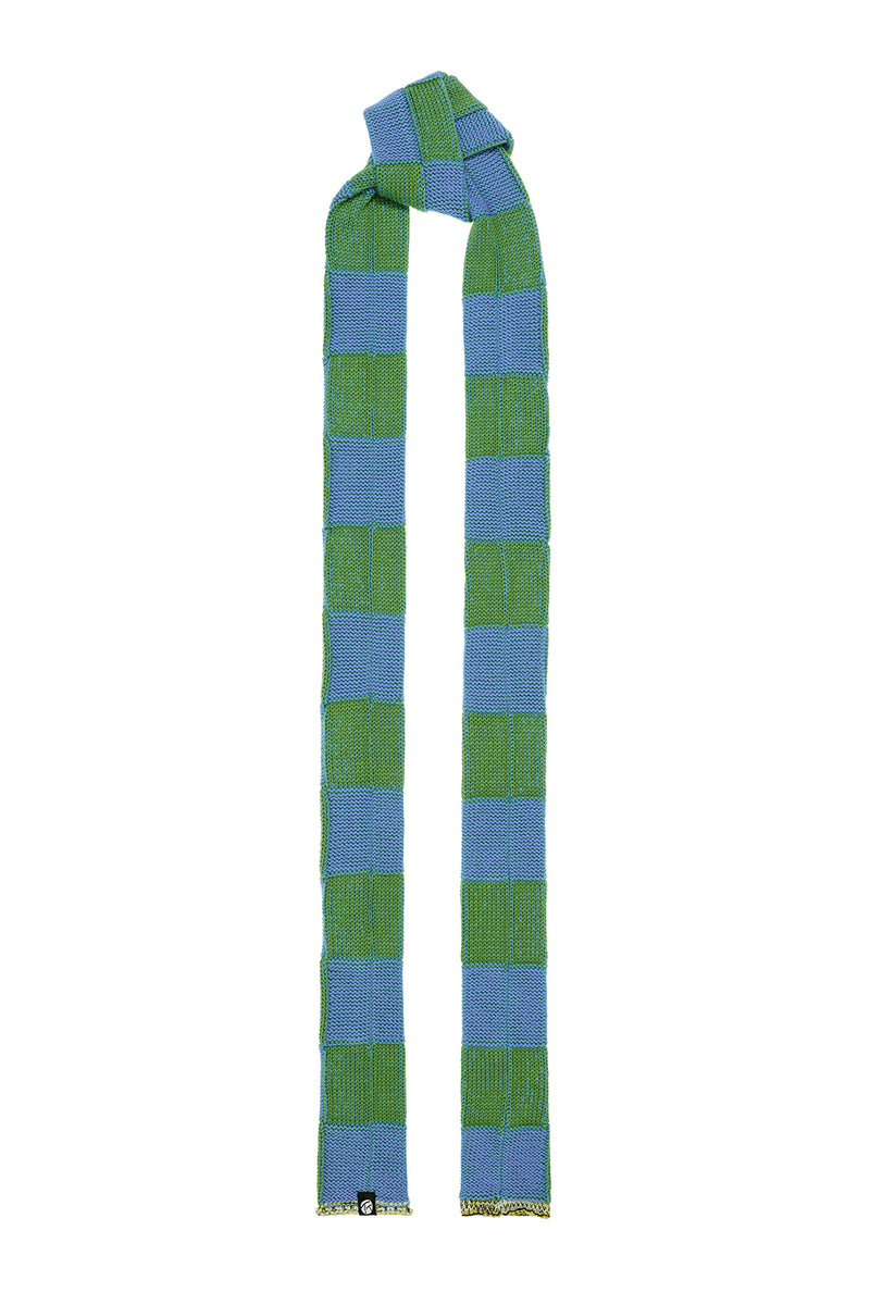 Embellished Check Skinny Scarf in Earth Cotton Check