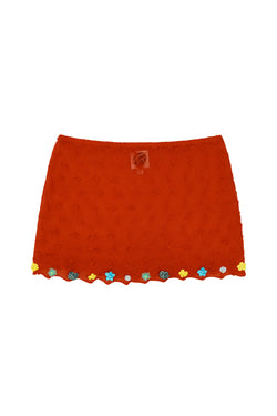 BorLor Mini Skirt in Red Gauzy Wool