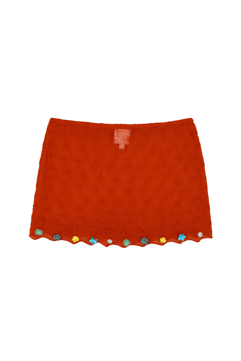 BorLor Mini Skirt in Red Gauzy Wool