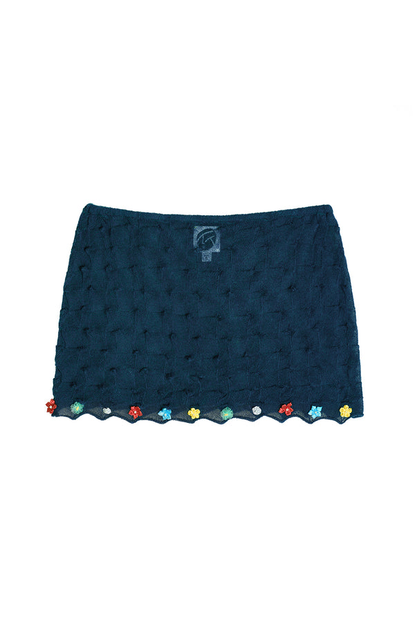 BorLor Mini Skirt in Navy Gauzy Wool