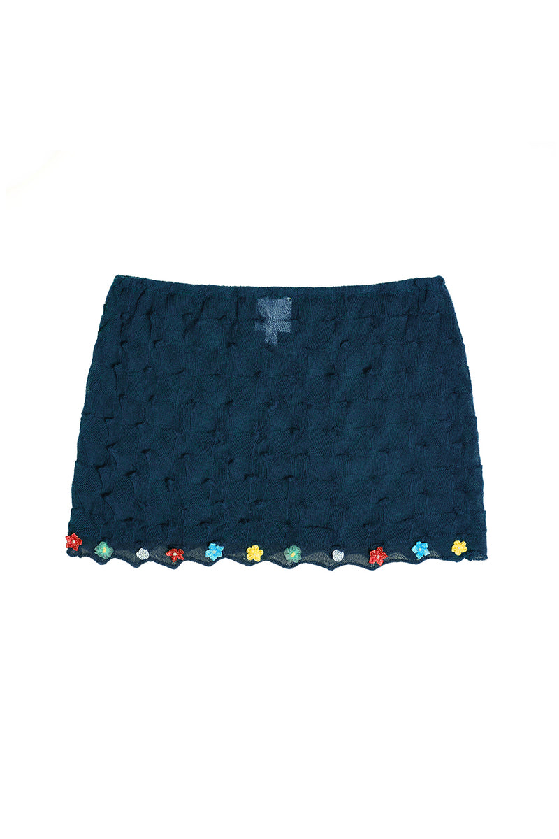 BorLor Mini Skirt in Navy Gauzy Wool