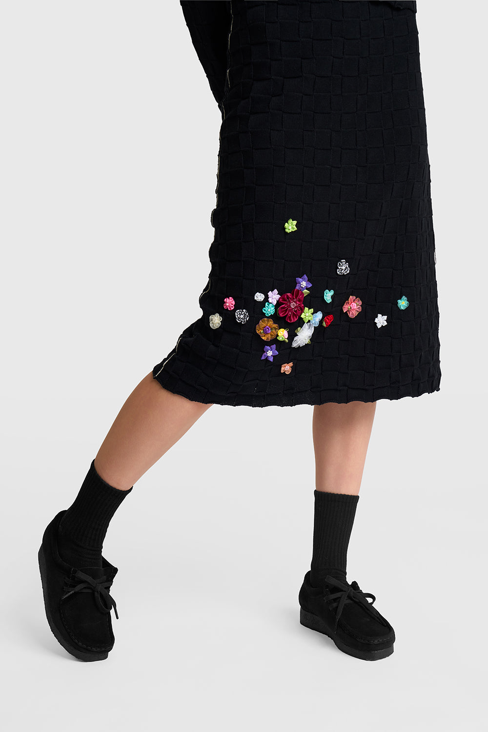 Floral Check Pencil Skirt
