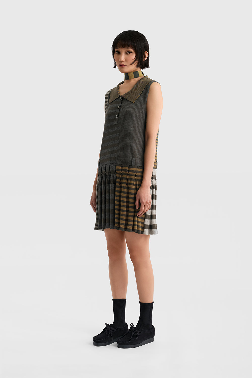 Mismatch Sleeveless Polo Dress
