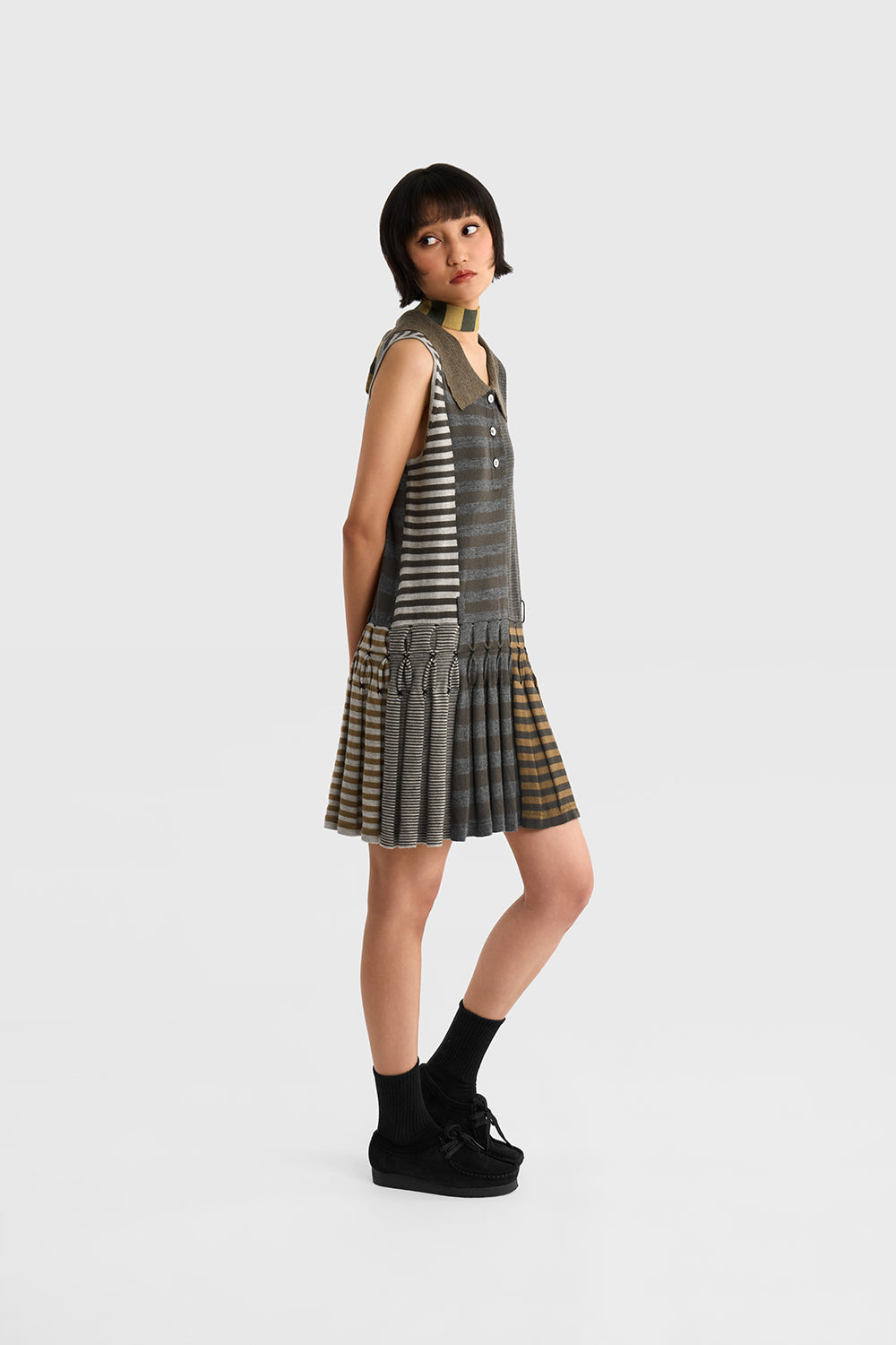 Mismatch Sleeveless Polo Dress