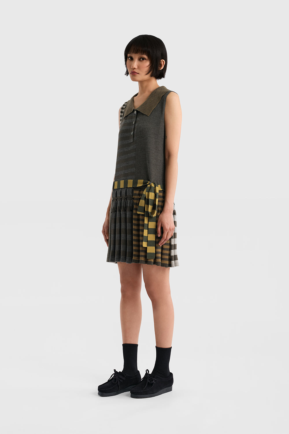 Mismatch Sleeveless Polo Dress