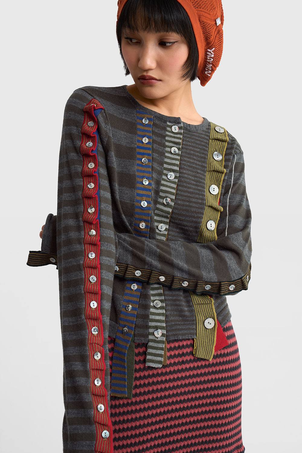 Mismatch Multi Placket Cardigan