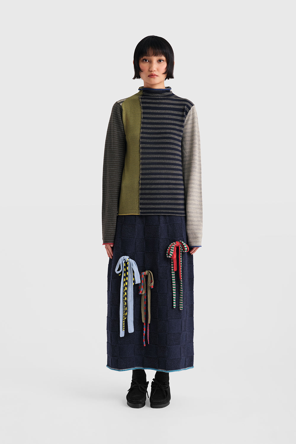 Mismatched Stripe Mockneck LS Pullover