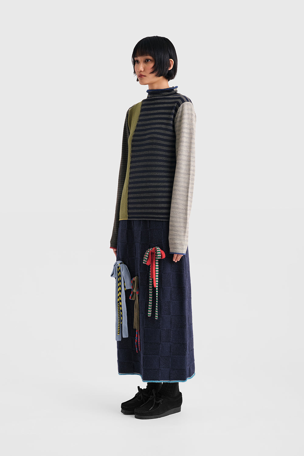 Mismatched Stripe Mockneck LS Pullover