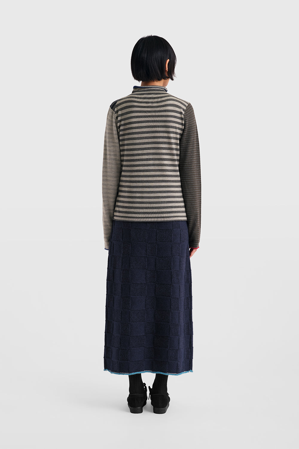 Mismatched Stripe Mockneck LS Pullover