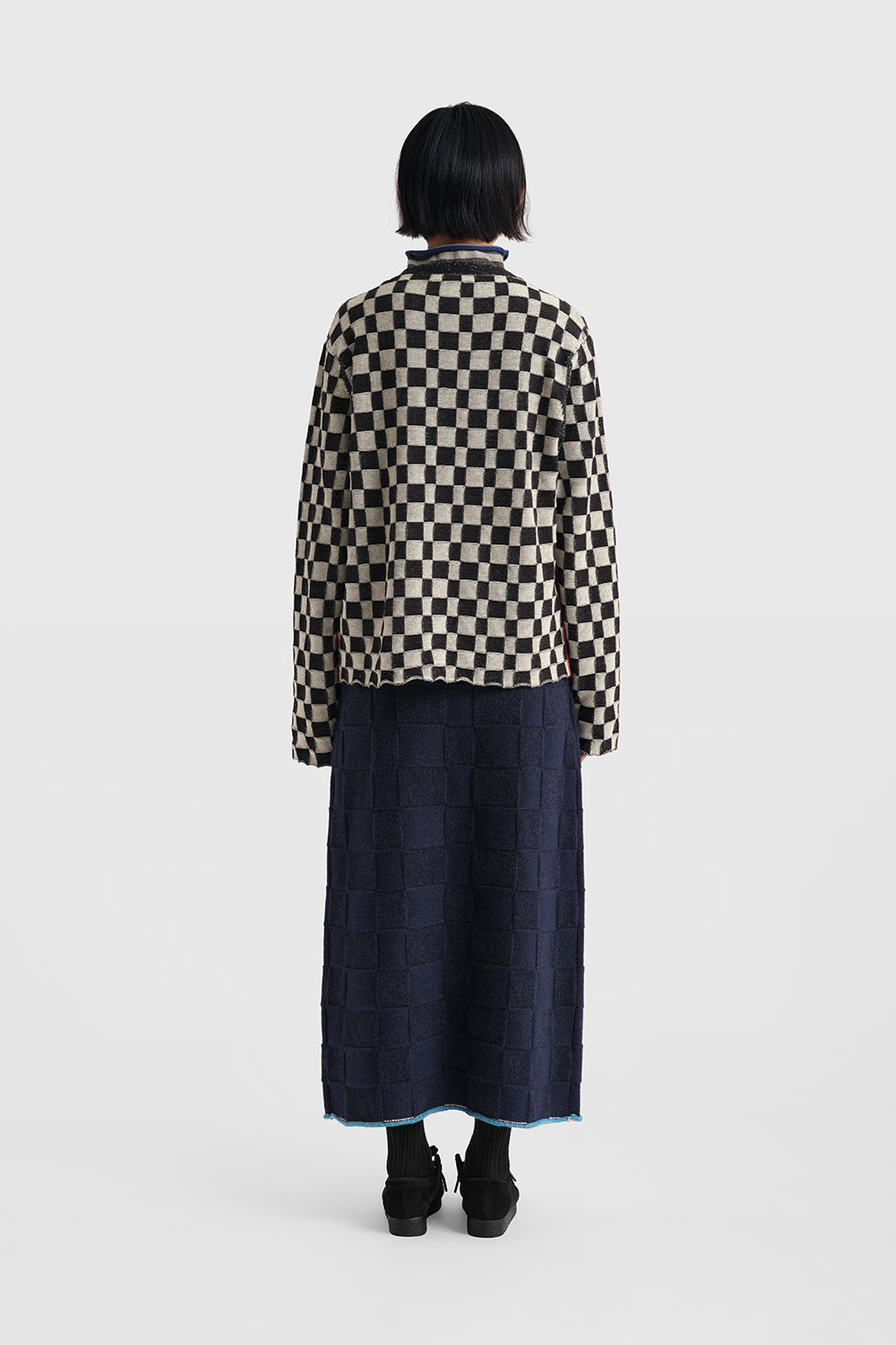Floral Check Boxy Cardigan