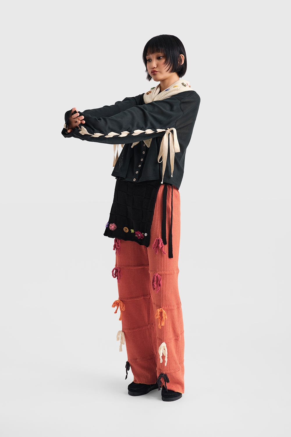 Mesh Lace Up Cardigan