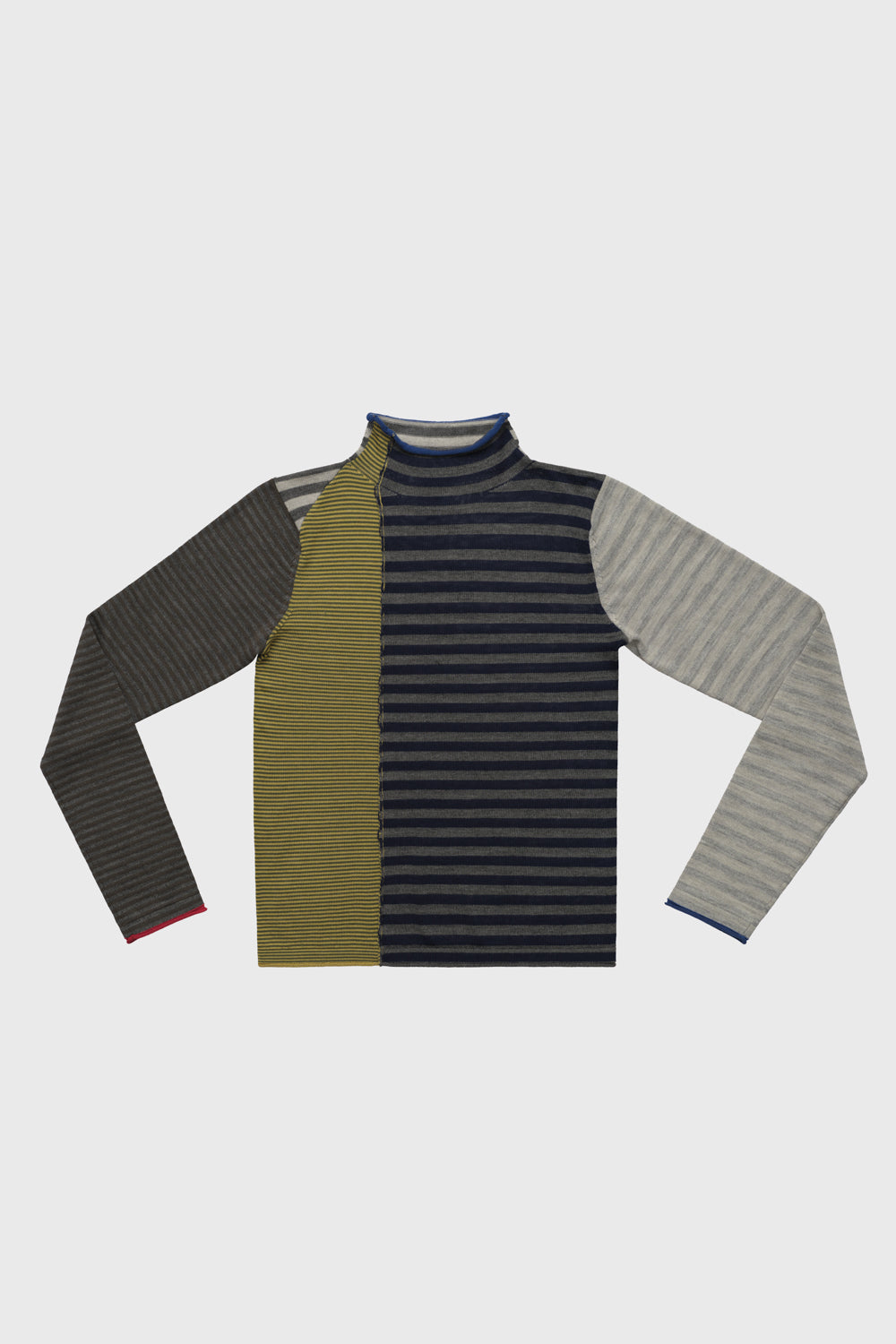 Mismatched Stripe Mockneck LS Pullover