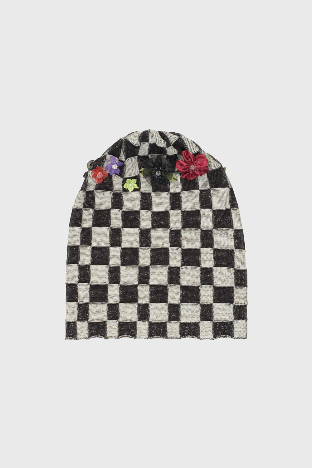Floral Check Beanie