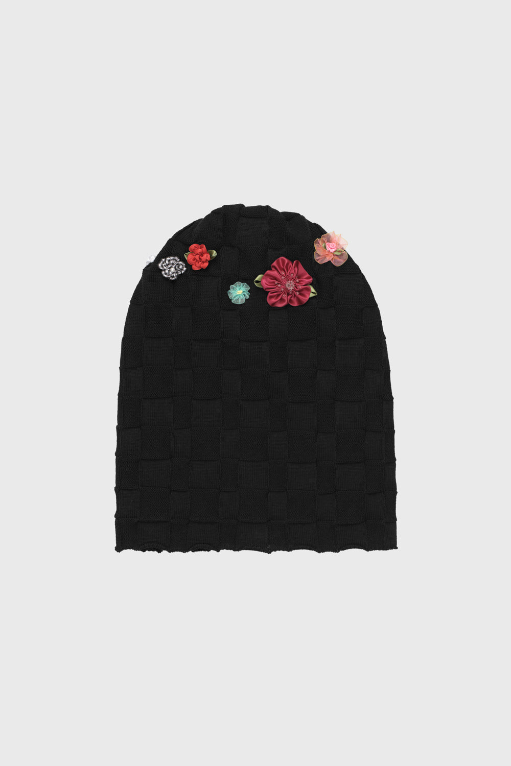 Floral Check Beanie