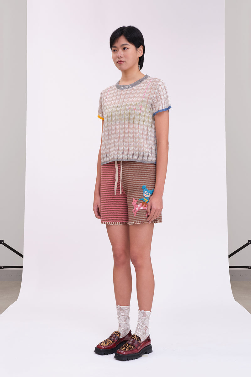 Tong Short Sleeve Tee in Stone Linen