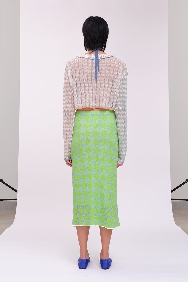 Argyle Maxi Skirt in Lime Linen