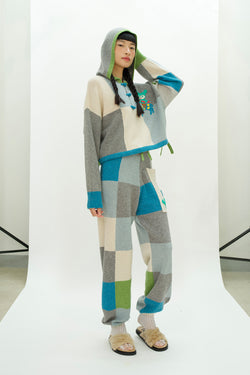 RESTOCKED IN LIMITED QUANTITIES~ Checked Sweatpant in Blue/Green Lambswool *AS WORN BY JENNIE!!!🩵💚*