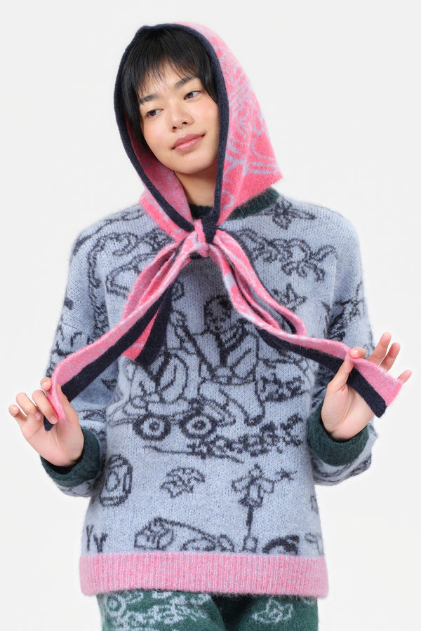 Fuzzy Laza Scoodie in Pink/Sky Alpaca