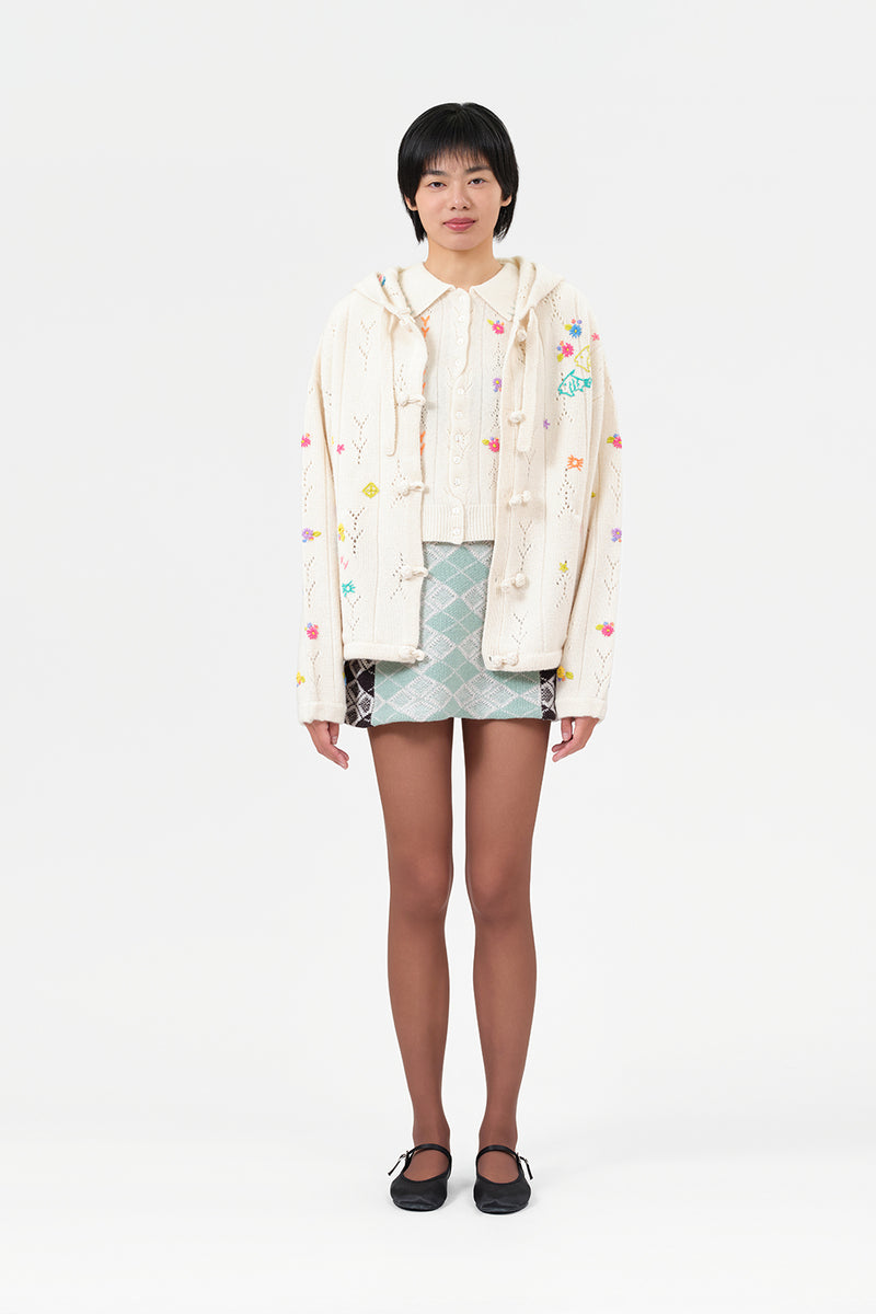 Curious Oversized Hoody Jacket in Chalk Lambswool