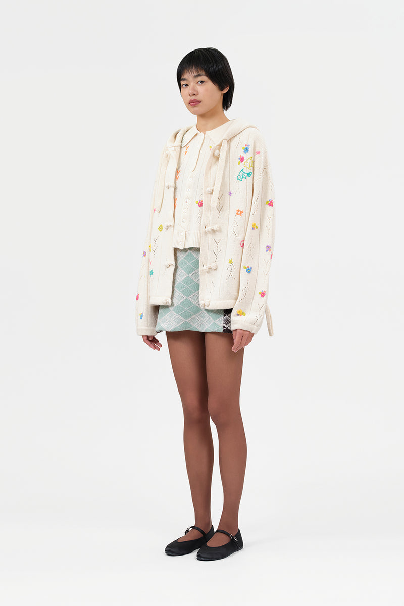 Curious Oversized Hoody Jacket in Chalk Lambswool