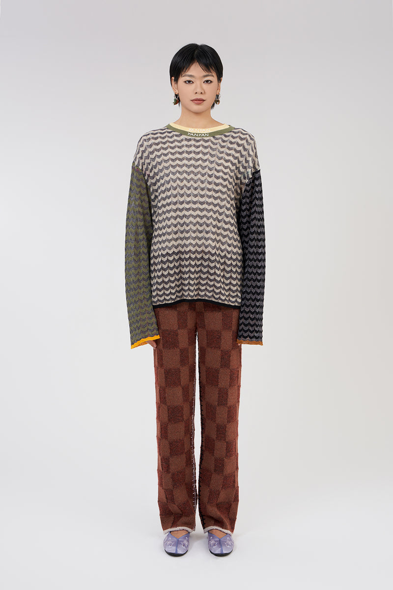 Lambswool Plaited Pant in Brick