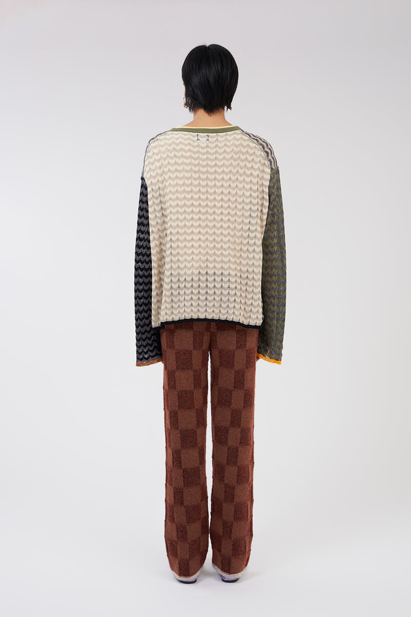 Lambswool Plaited Pant in Brick