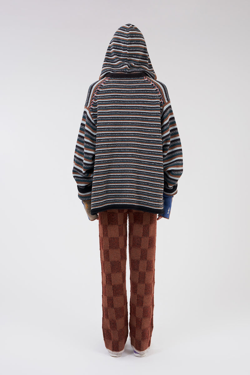 Geese Hoody Winter Jacket in Multistripe Lambswool