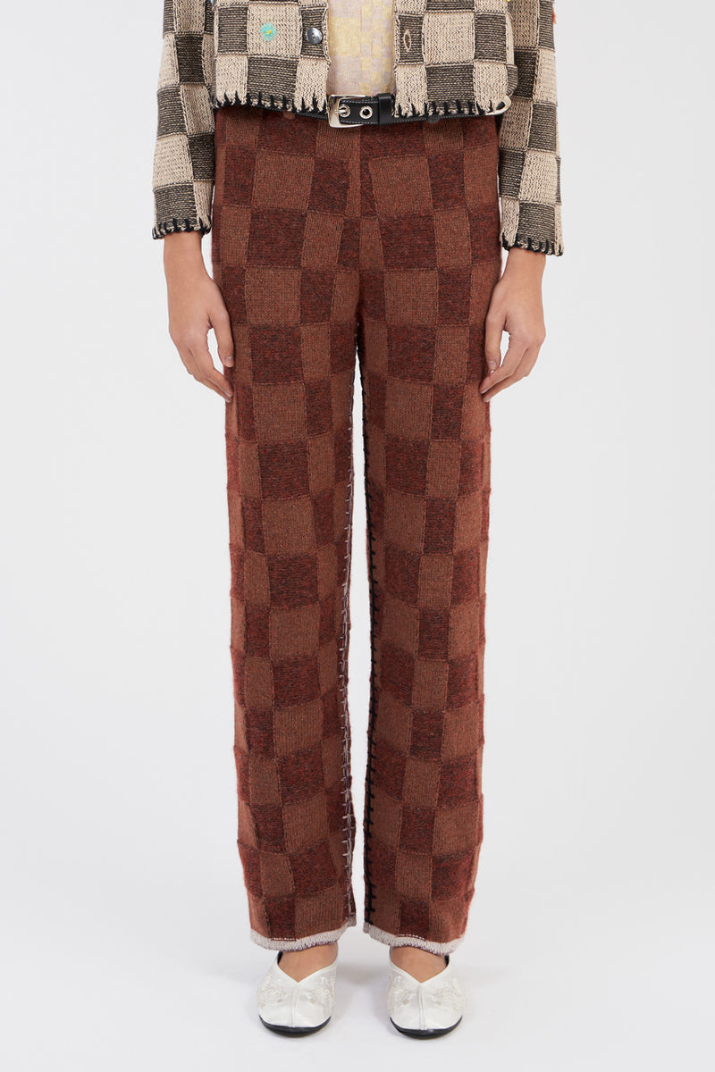 Lambswool Plaited Pant in Brick