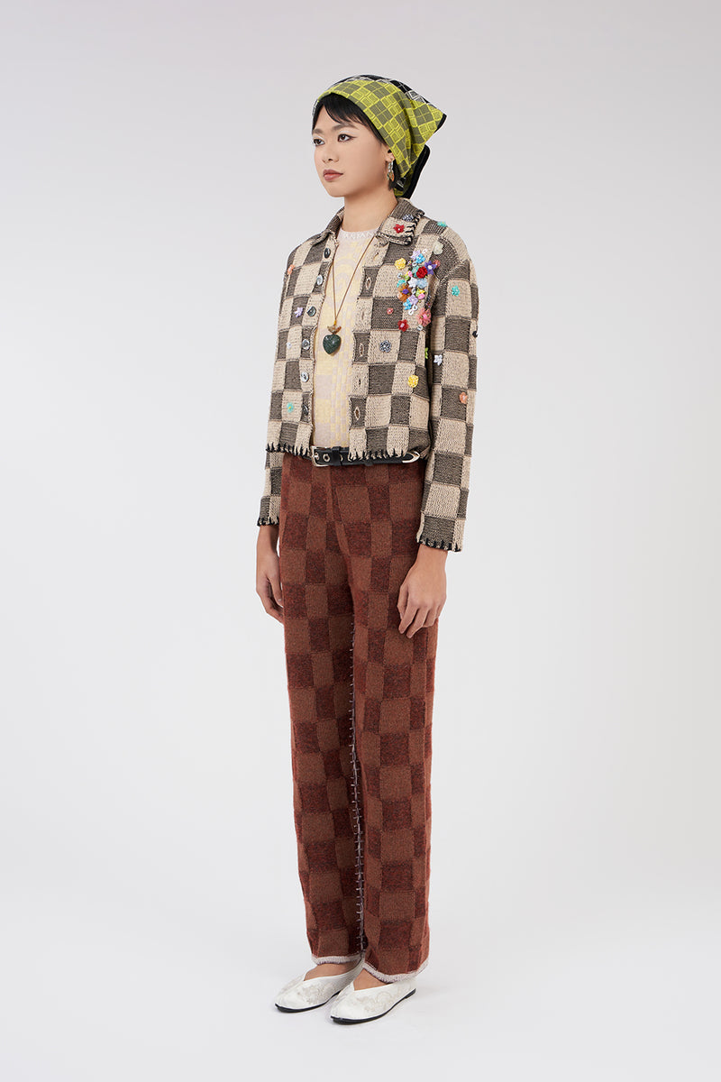 Lambswool Plaited Pant in Brick