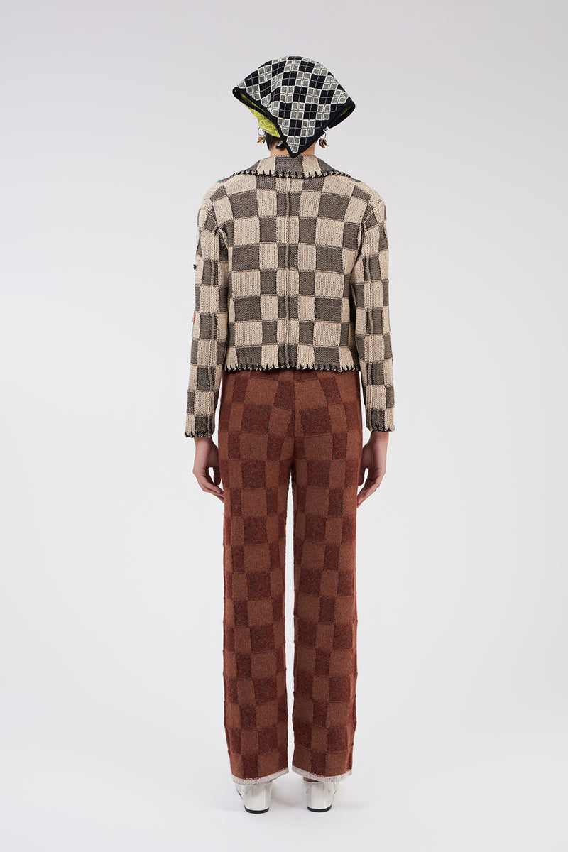 Lambswool Plaited Pant in Brick