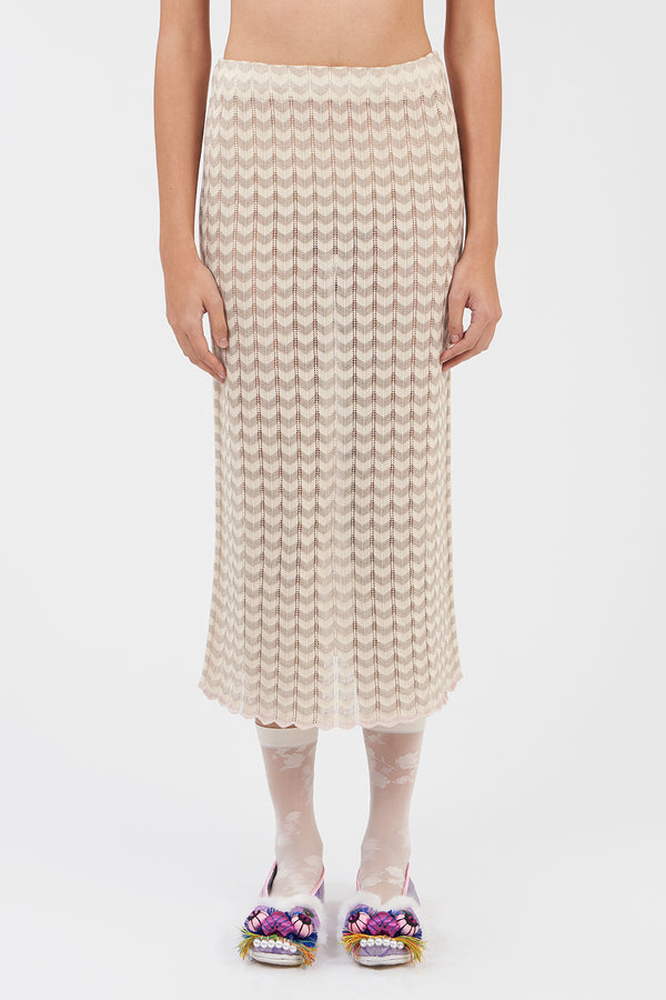 Tong Maxi Skirt in Ivory Multi Linen/Cotton