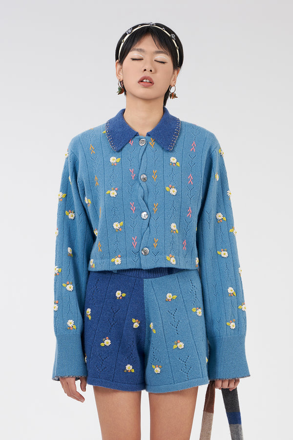 Daisy Shirt Jacket in Denim Lambswool