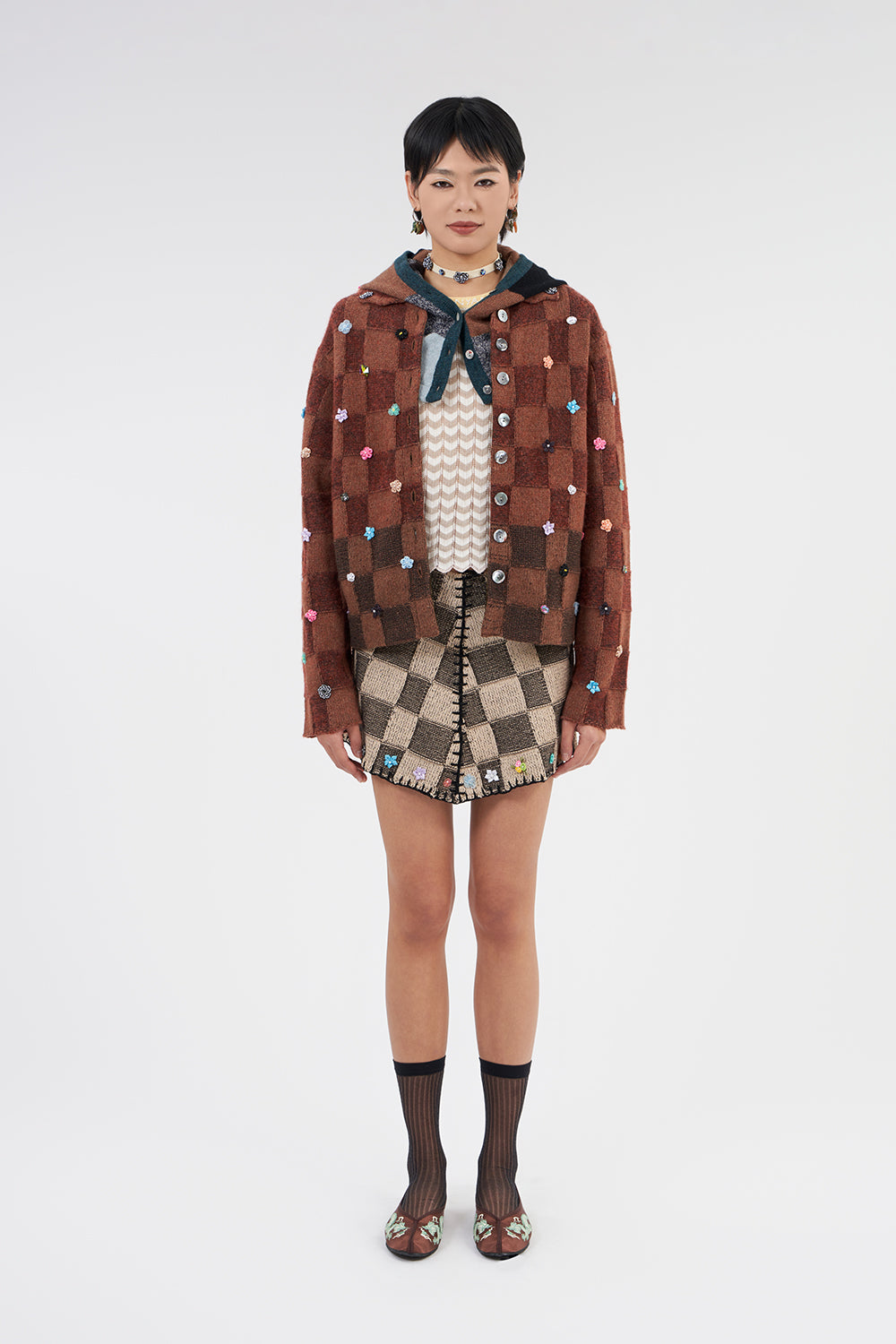 Lambswool Plaited Check Jacket