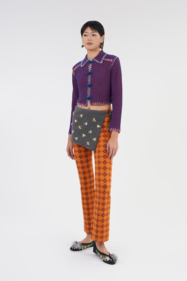 Argyle Slim Pant in Orange Multi Jacquard