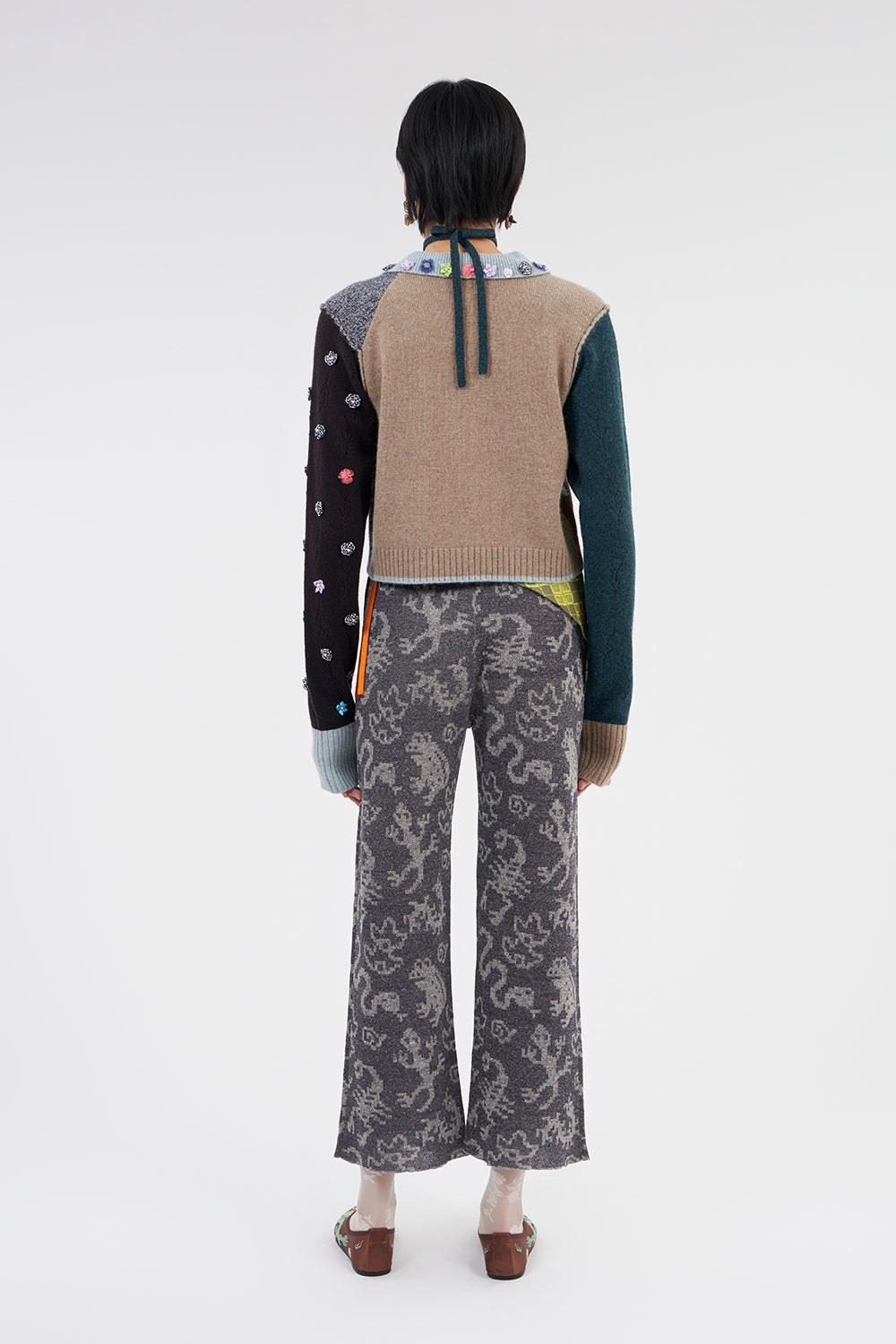 YANYAN KNITS Laza インターシャニット パンツ | グレー | FARFETCH JP